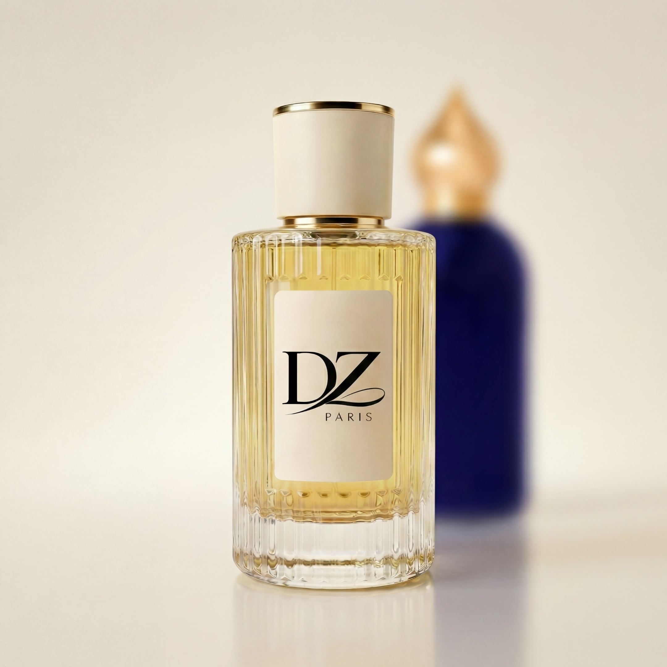 DZ U54 Velvet Cherry Extrait de Parfum Flakon mit rotem Duftstoff und eleganter Verpackung auf weißem Hintergrund